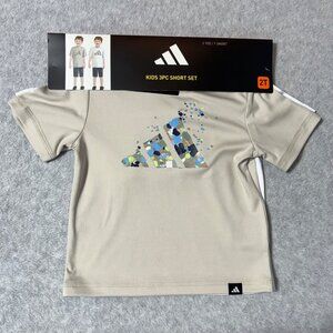 adidas Toddler Boys' 3-piece Short Set Size 2T Navy Tan White
